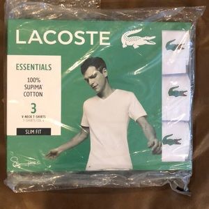 Lacoste V-Neck Slim Fit T-Shirts - Size Large